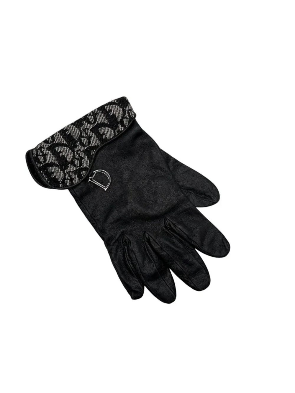 Dior Trotter Line Gloves Canvas Jeepskin D Charm Navy Black